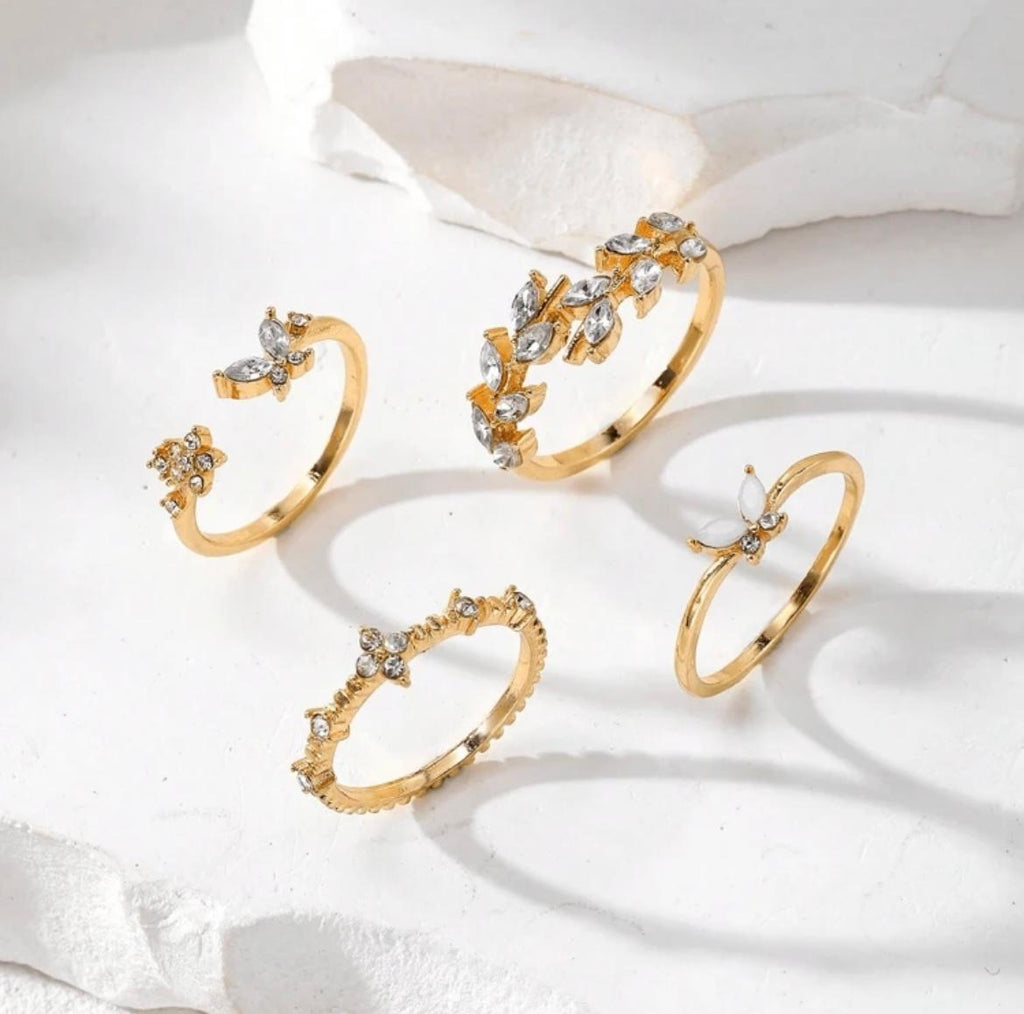 Old Tone butterfly Style Ring (4 rings)