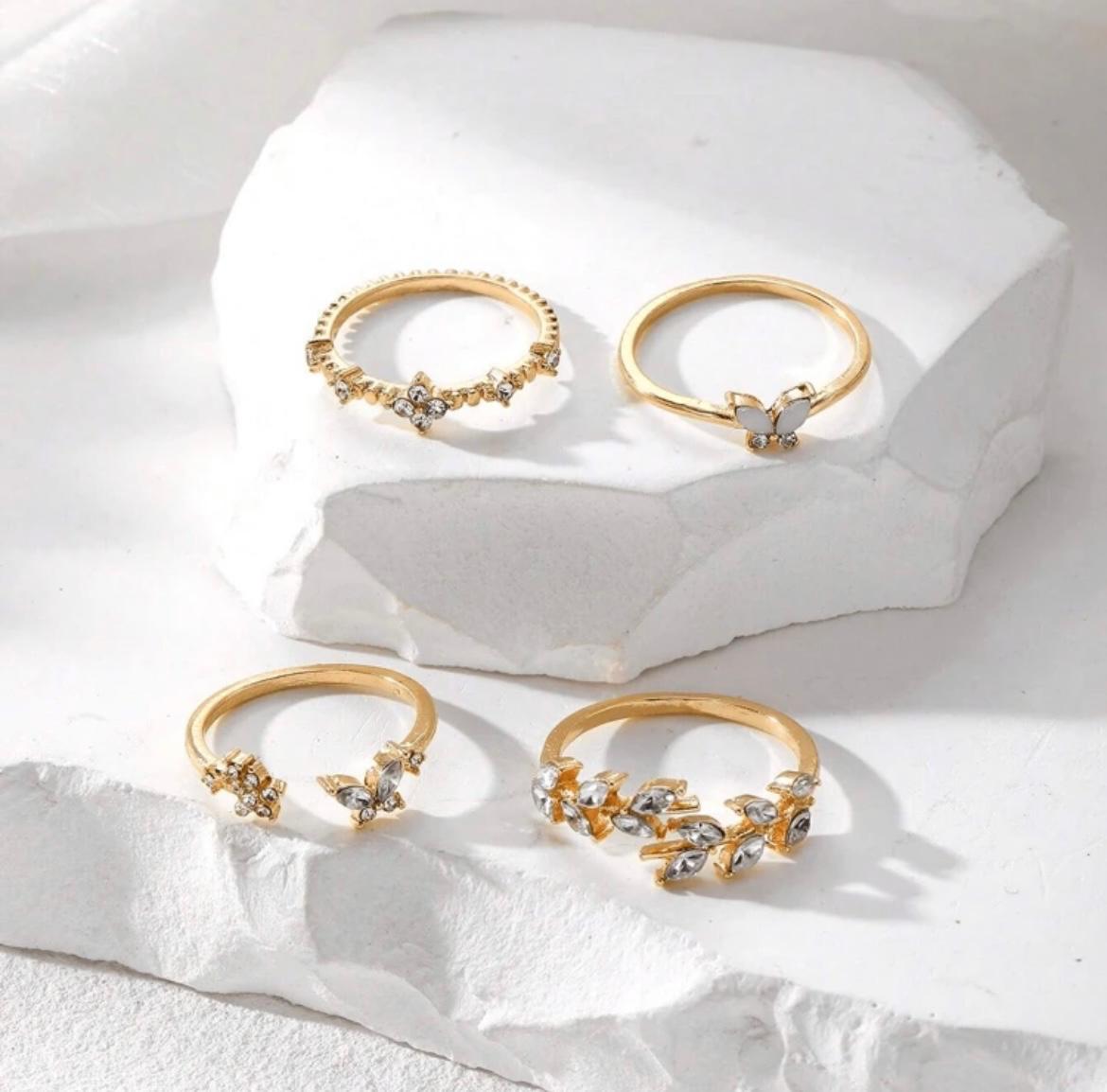 Old Tone butterfly Style Ring (4 rings)