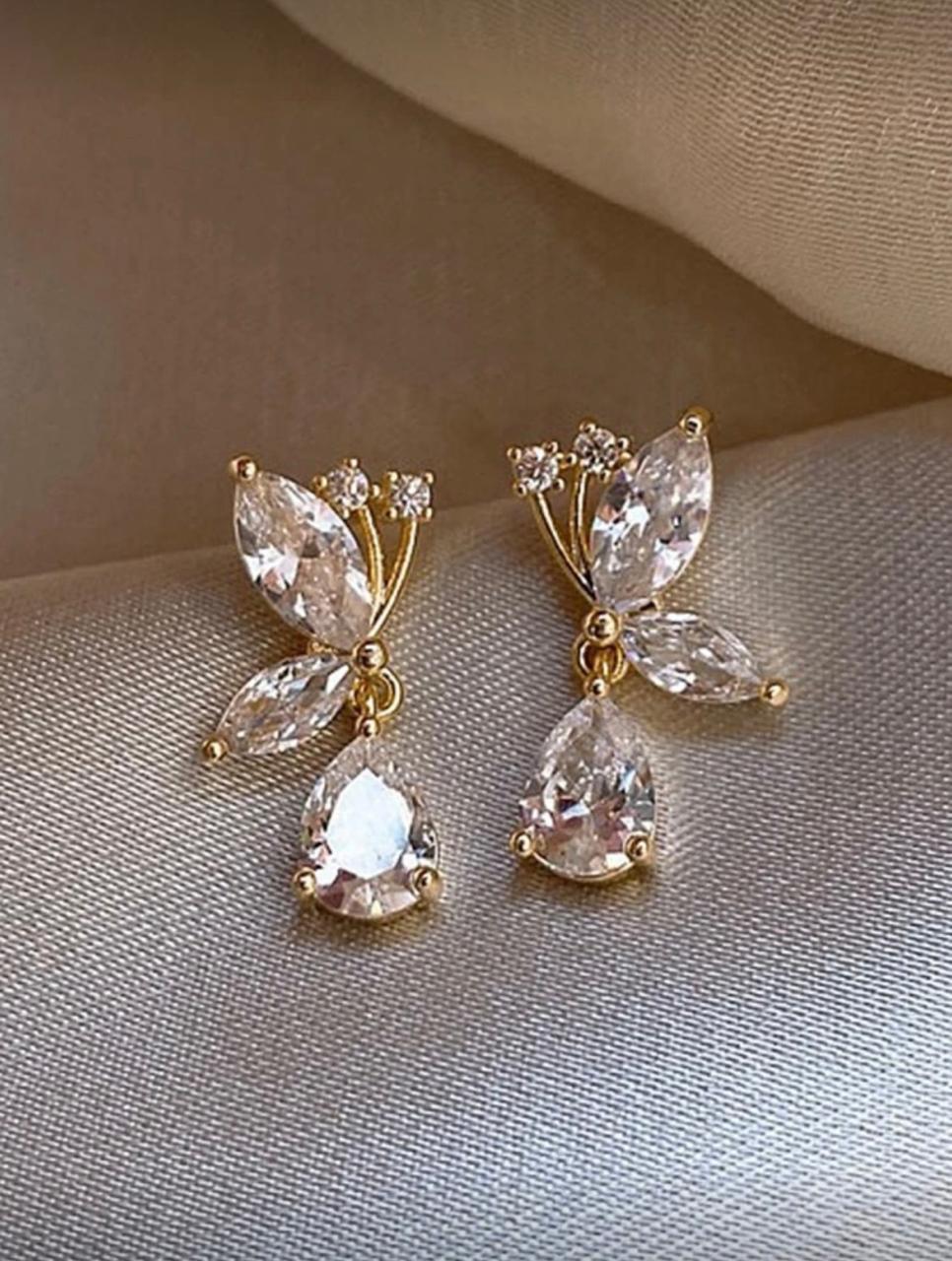 2 Piece Rhyme Stone Decor drop Earing