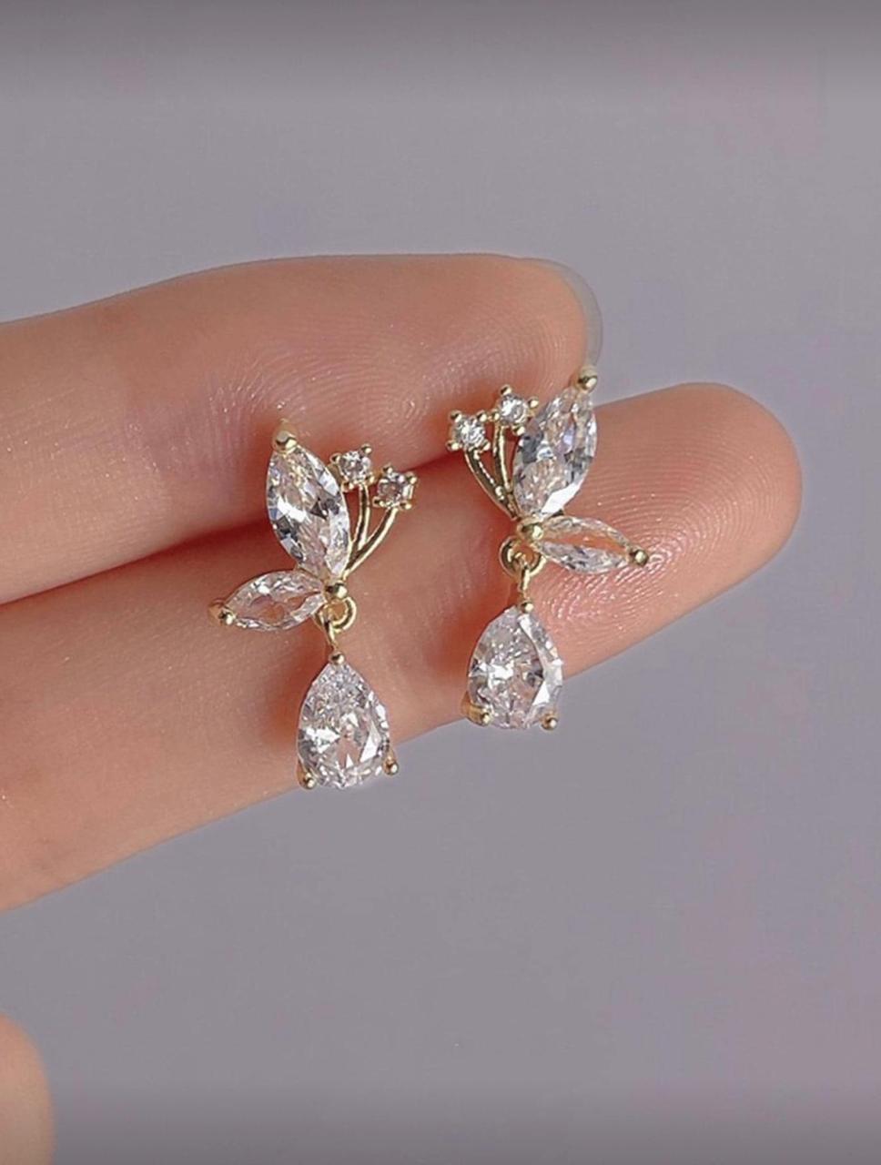 2 Piece Rhyme Stone Decor drop Earing