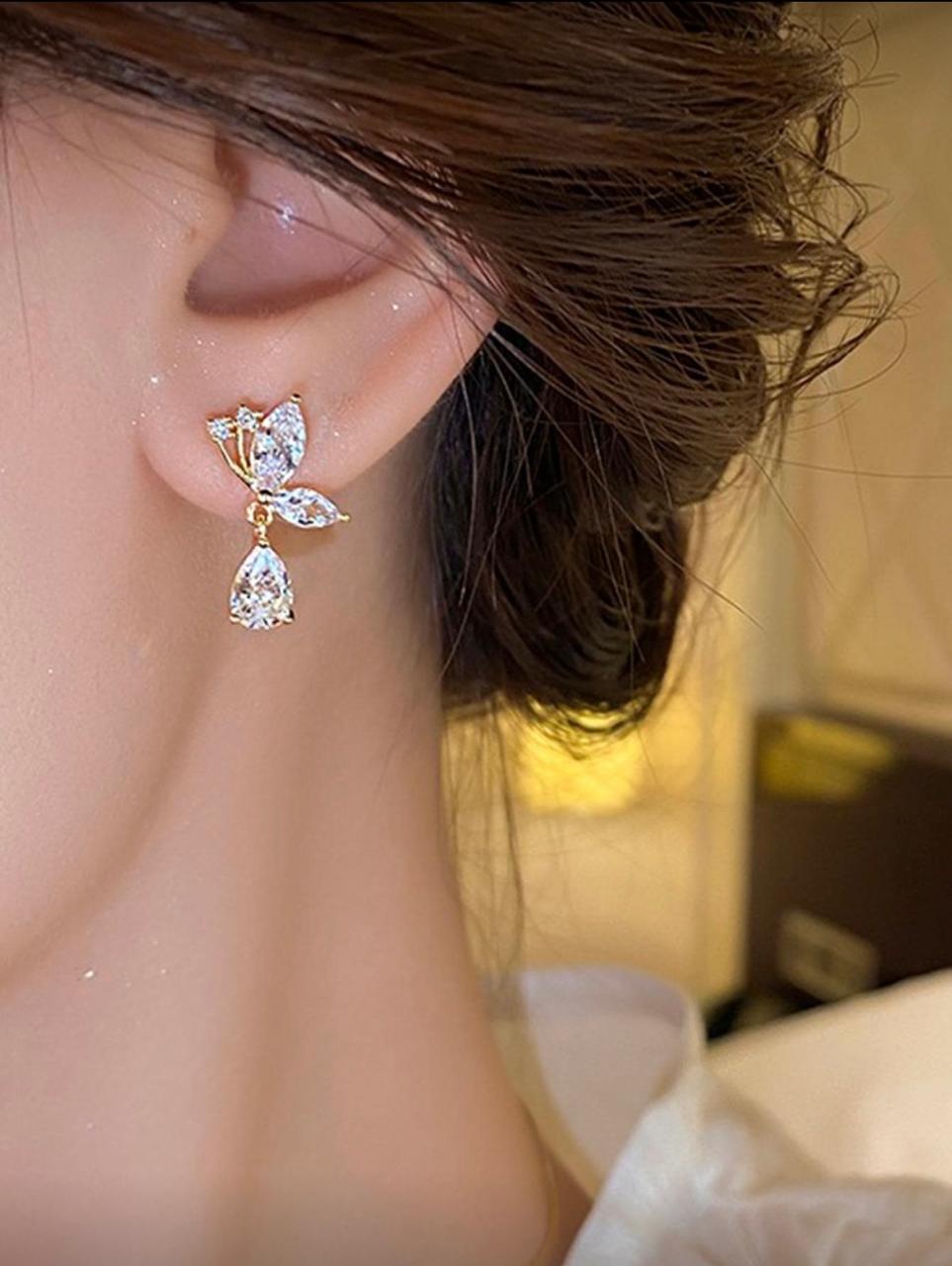 2 Piece Rhyme Stone Decor drop Earing
